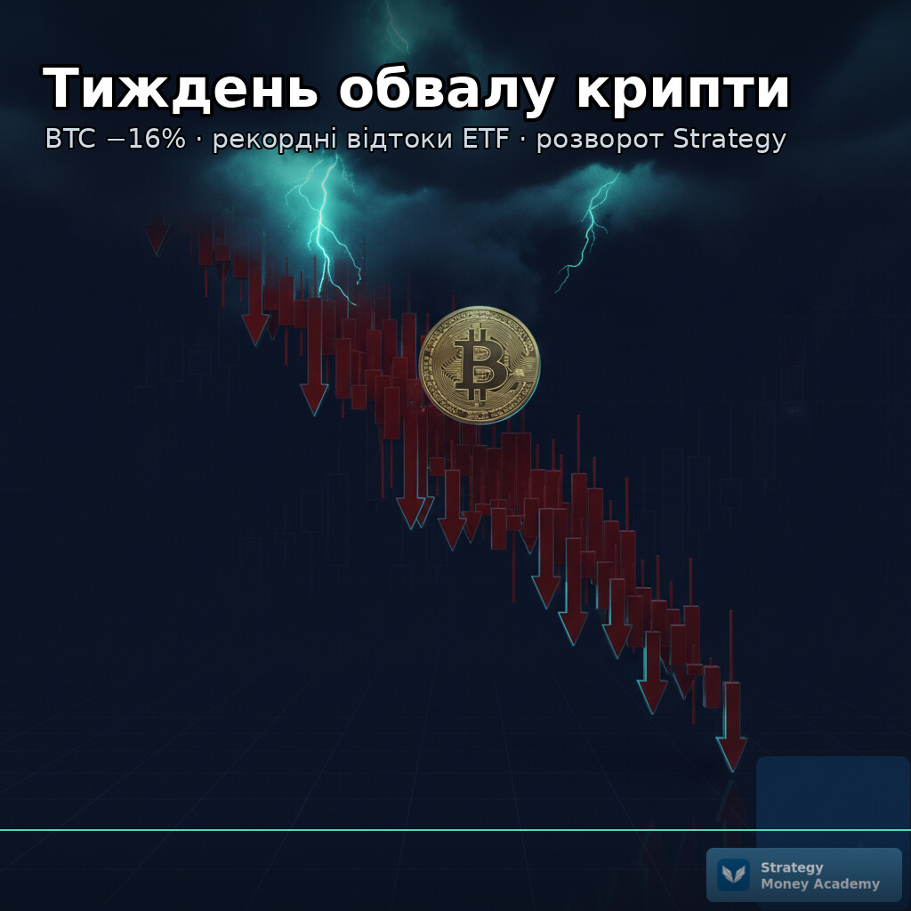 🩸 Тиждень обвалу: BTC −16%, рекордні відтоки ETF і розворот Strategy