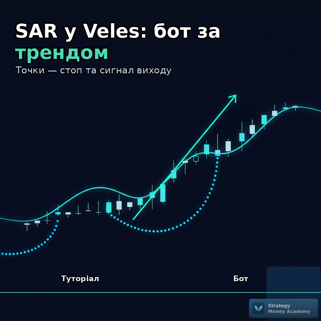 🎯 Параболічний SAR у Veles: точки під свічками, що ведуть бота за трендом і самі підтягують стоп