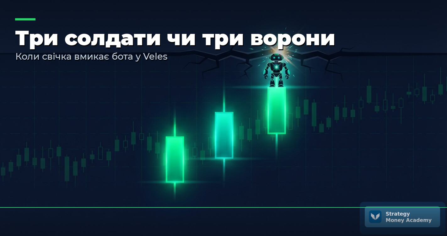 🕯️ «Три солдати» і «Три ворони» у Veles: як свічковий патерн вмикає бота у правильний момент